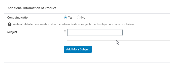 I input information for dietary supplements using Meta Box plugin.v