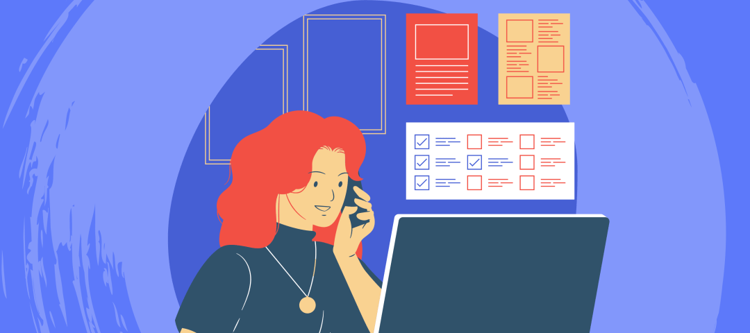 Illustration of a female recruiter at work