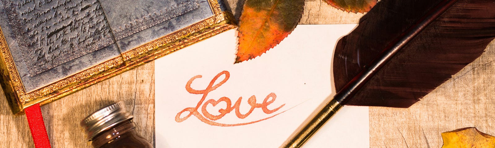 My hugest gift is your love and devotion. Image of paper and quill.