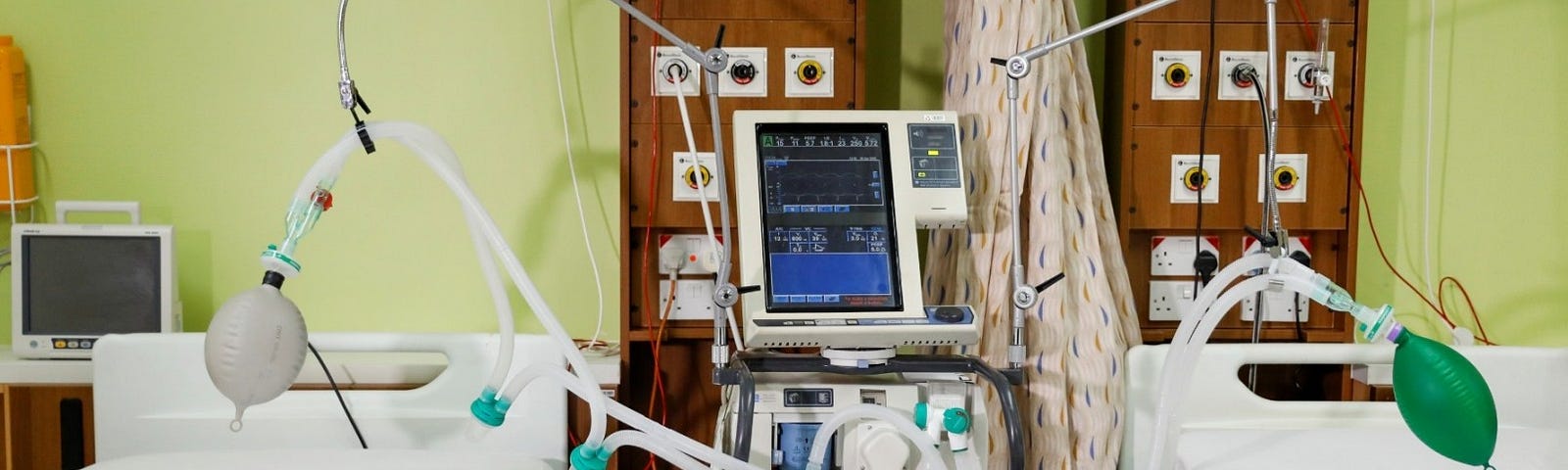 A ventilator modified to be used with two patients in Nairobi, Kenya, April 9, 2020. Photo by Baz Ratner/Reuters