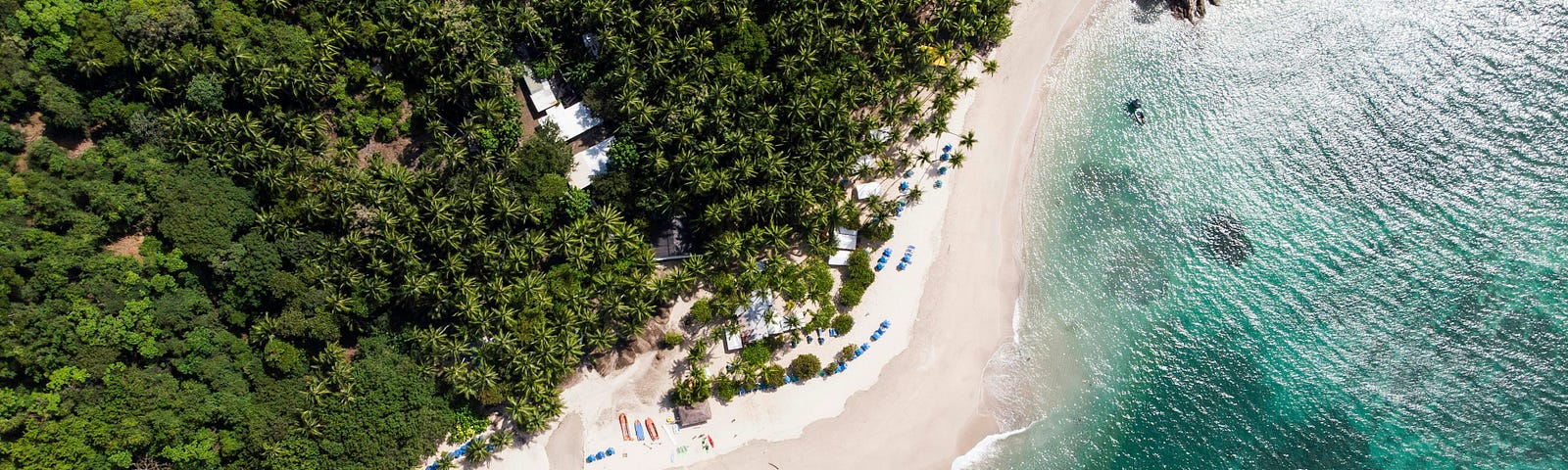 Picture from above of a beach in Costa Rica