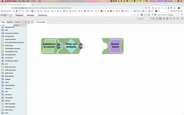 A screen capture of our visual drag-and-drop designer showing how complex integration can be achieved with easy-to-use UX