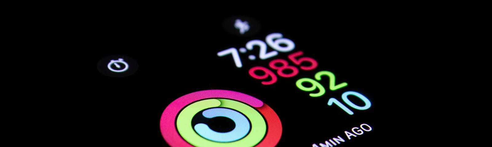 Apple watch face, with rings (denoting completion of physical activity) closed. The time reads 7:26. Approximately four out of ten of us will be diagnosed with cancer in our lifetimes. Exercise can reduce this risk.