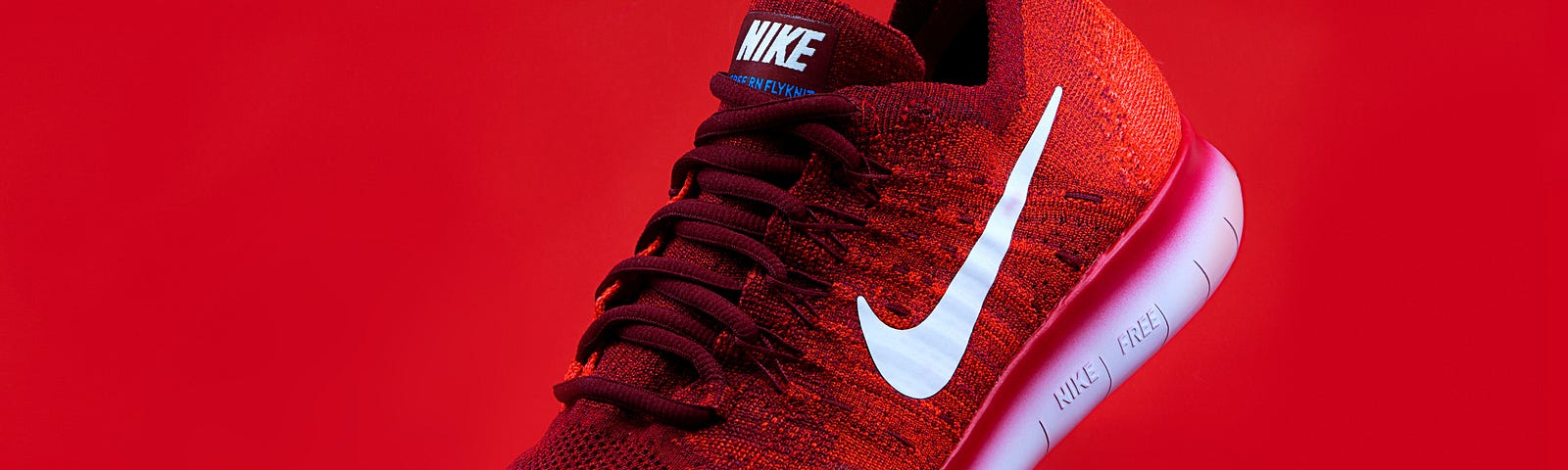 Red and white Nike shoe