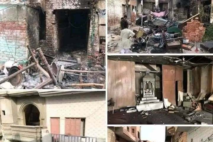 A collage of the photos sent to me of the destruction in the Pakistani religious mayhem against Christians