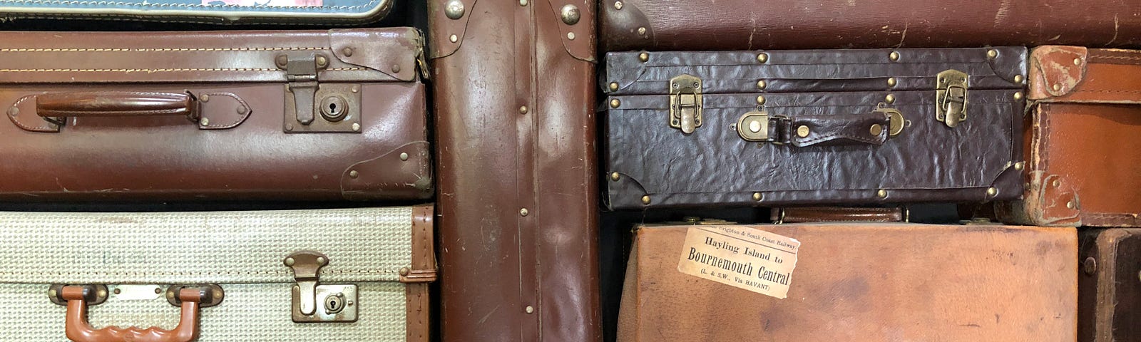 Stack of vintage suitcases.