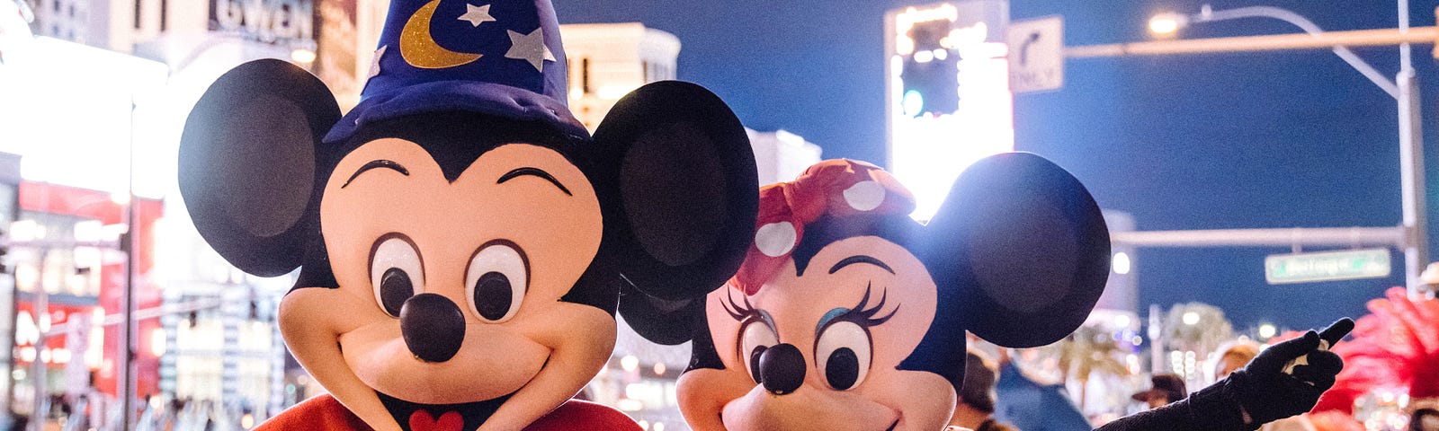 A phto of Mickey and Minnie Mouse