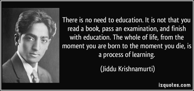 Education — J Krishnamurthy.