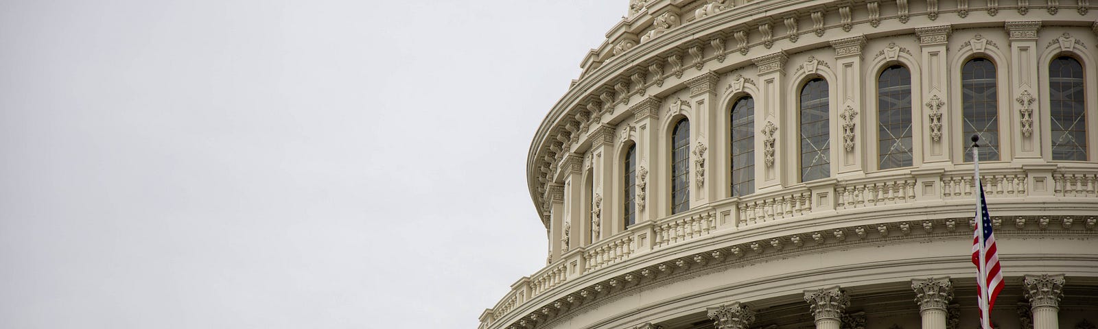 An exterior glimpse of the United States Capital building in Washington.