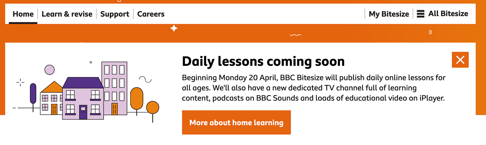 Bitesize Daily lessons feature prominently on the BBC Bitesize homepage