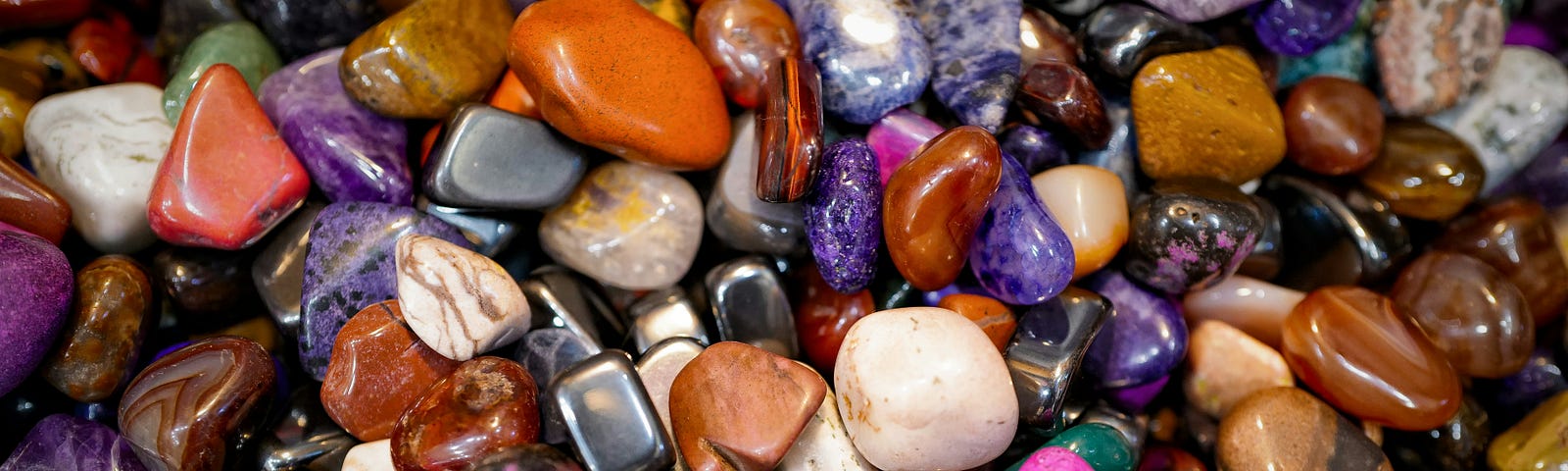 A colorful assortment of beautiful polished stones