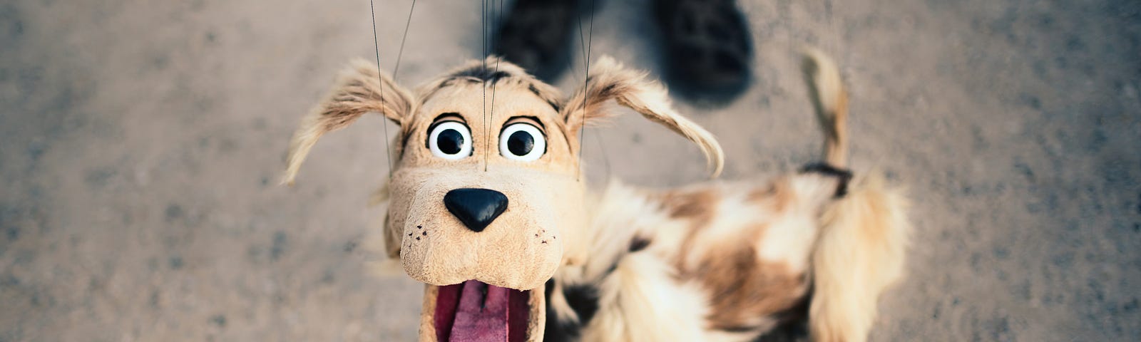 Happy and surprised dog puppet