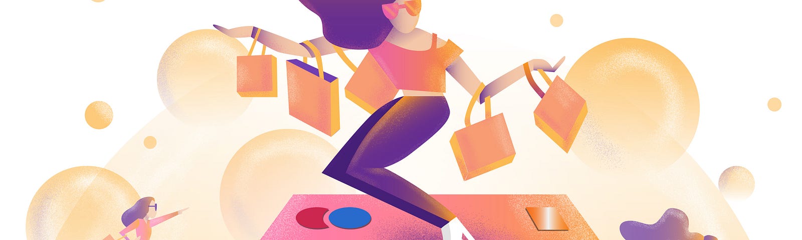 An illustration about a woman doing shopping