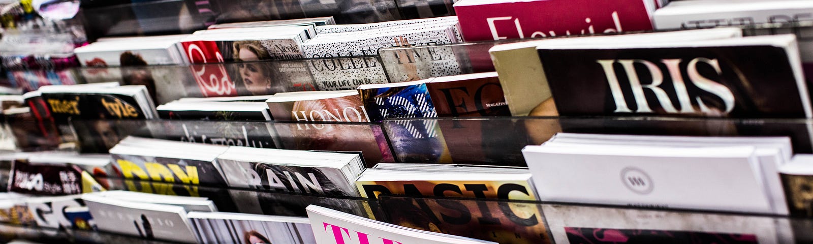 A store display with multiple different magazines