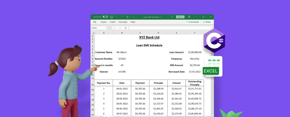 Generate a Loan EMI Schedule as an Excel Document Using C#