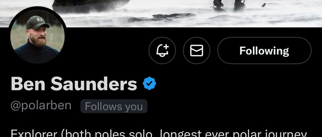 Screenshot of Ben Saunder’s Twitter profile