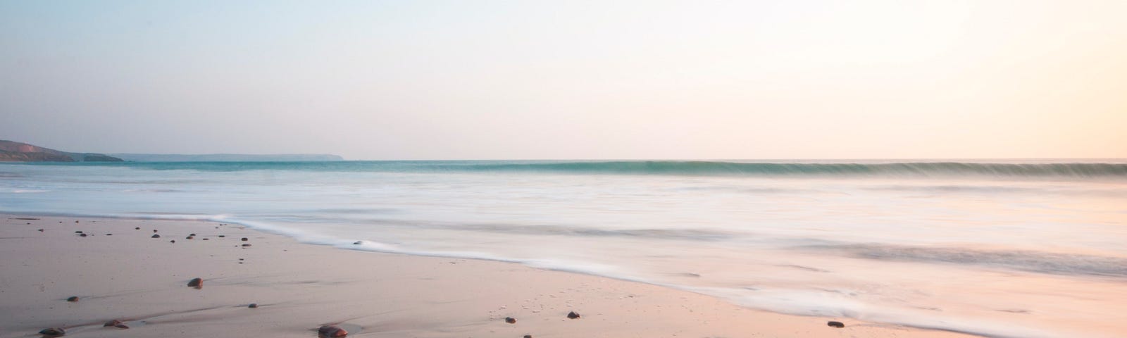 The beach and ocean on a cloudless day