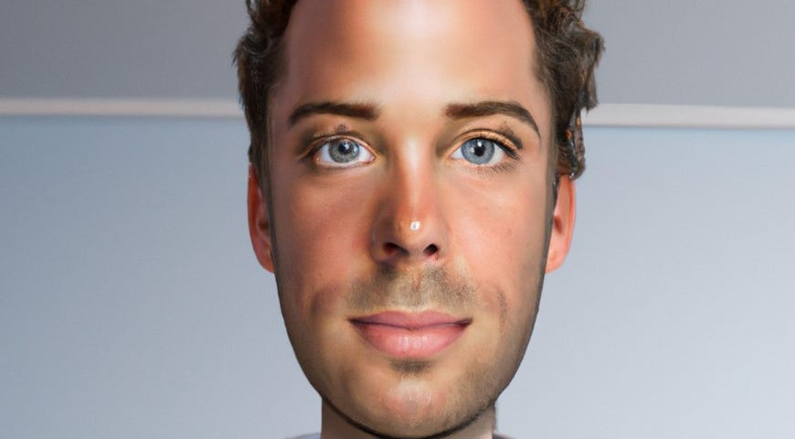 AI-generated photo of a cartoon-like man who looks weird