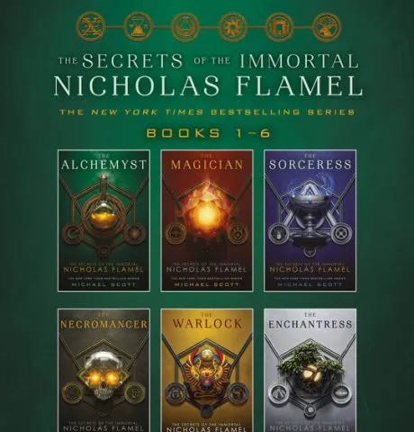 A Picture of the covers of each book of The Secrets of Nicholas Flamel six book series