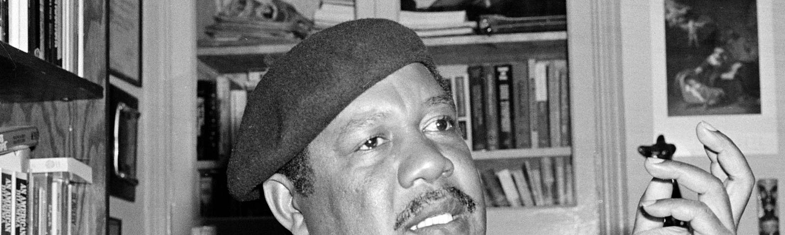 A black-and-white photo of author Ernest Gaines.
