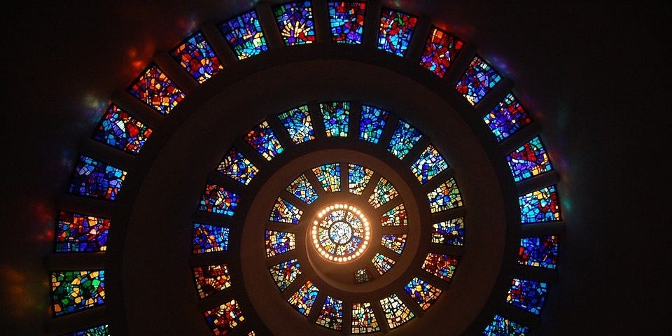 Stained glass in spiral form