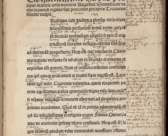 Page of Latin text with handwritten annotations