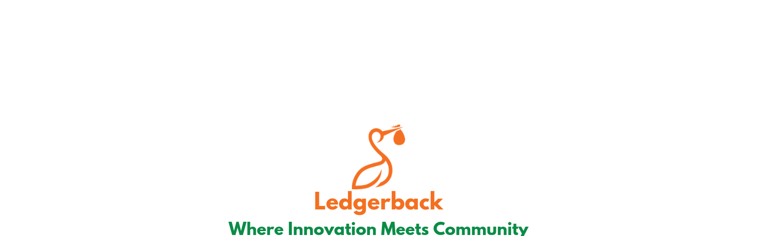 Ledgerback logo with motto “where innovation meets community”