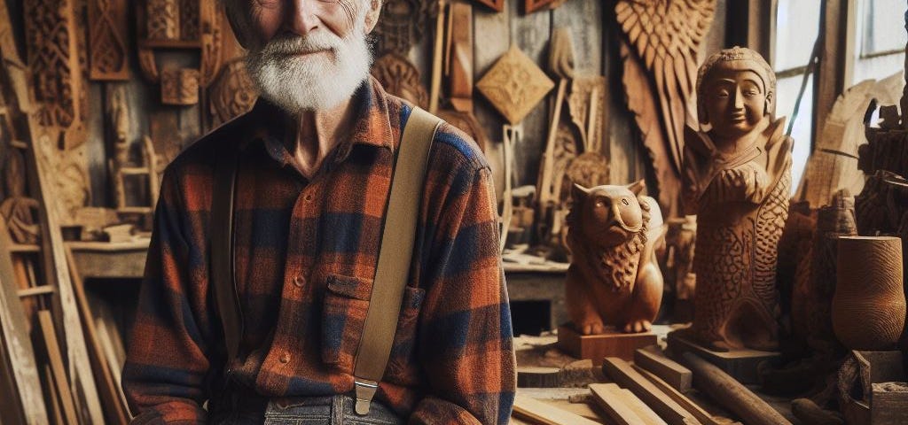 An elderly woodworker