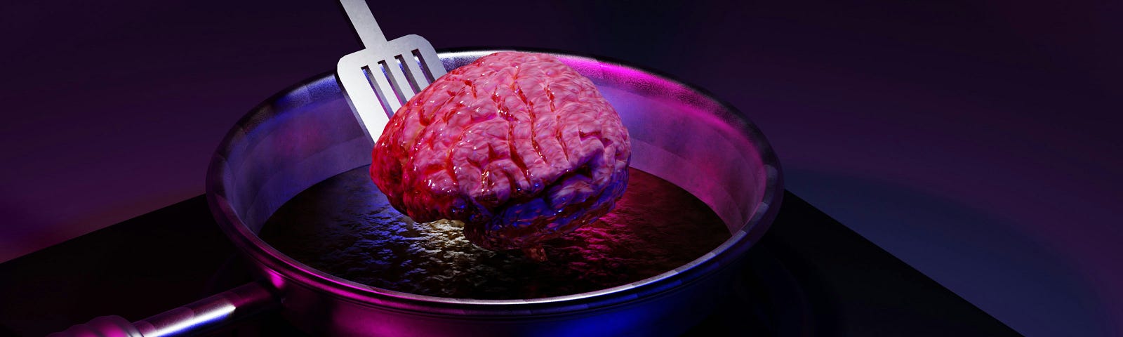 Brain on spatula held over a pan with oil.