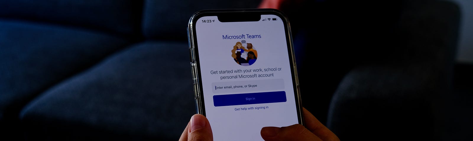 Person using Microsoft Teams on an iPhone