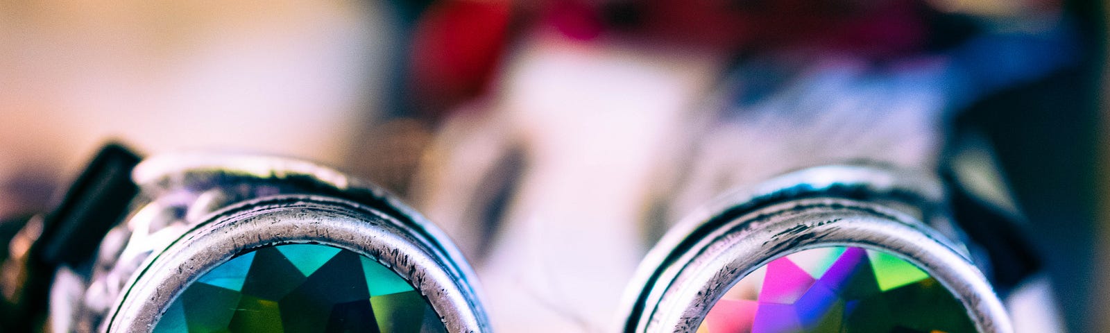 Image of kaleidoscope glasses depicting a colorful life