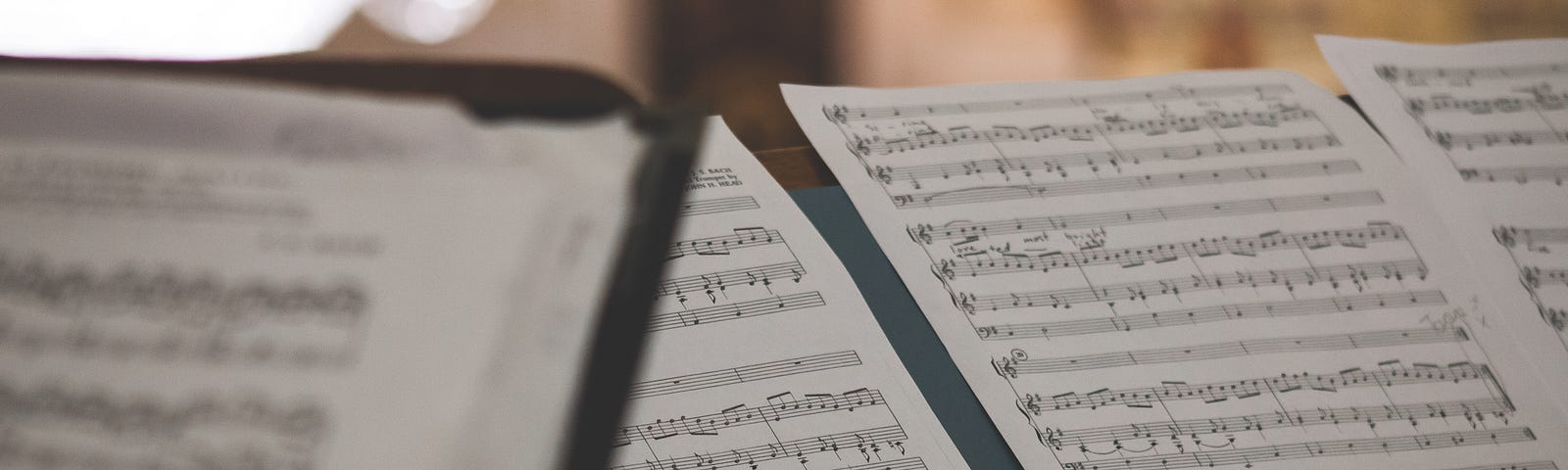 Sheet music on music stands