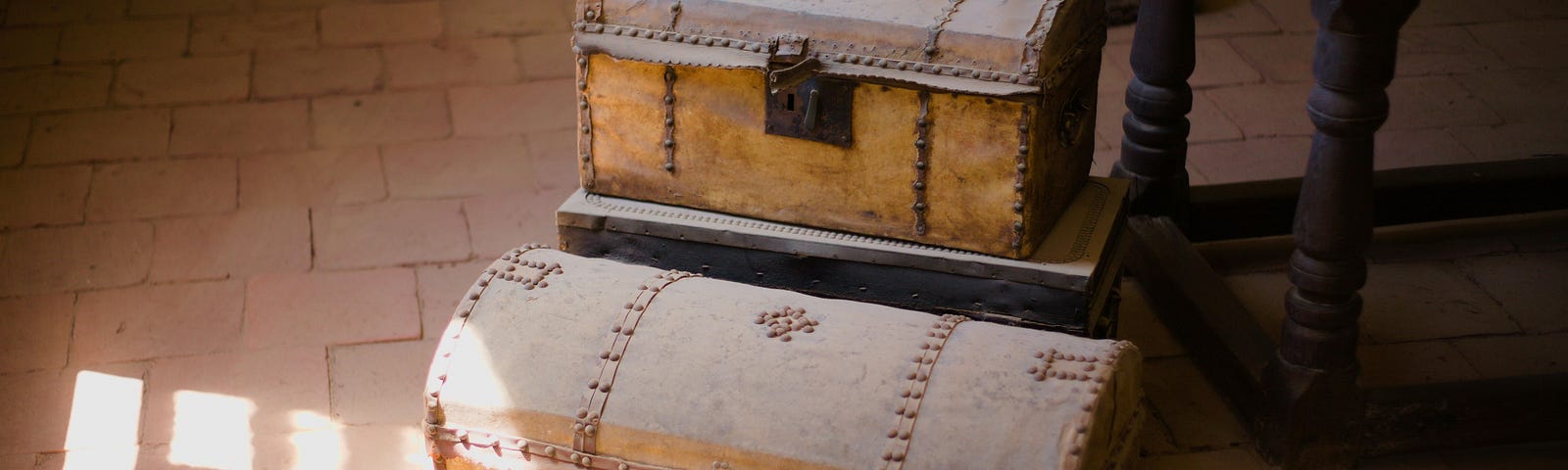 Two antique wooden chests