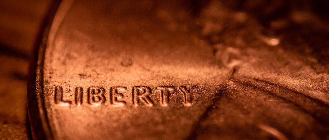 close up of an American penny