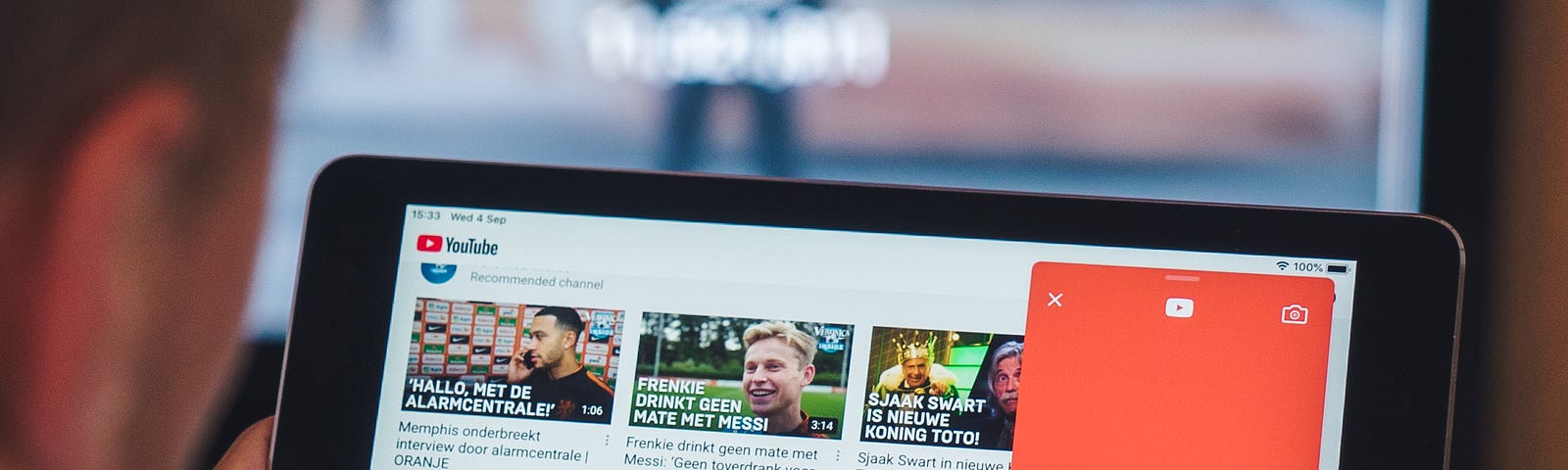 pic of a YouTube channel on a tablet