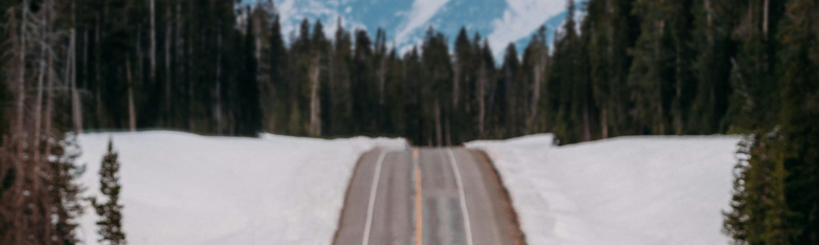 A person walking on the road with snow around them