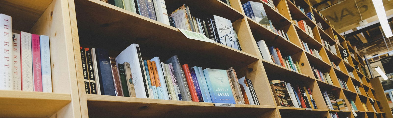 Shelves of books in a bookshop