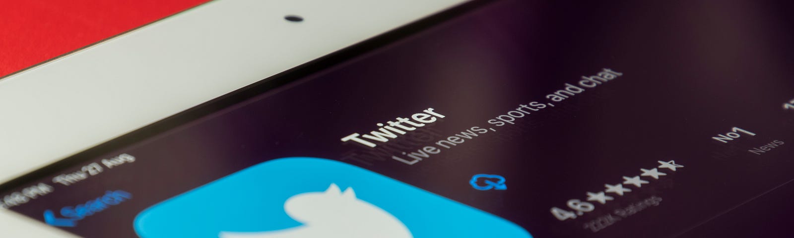 Image of Twitter app on a tablet or phone screen.