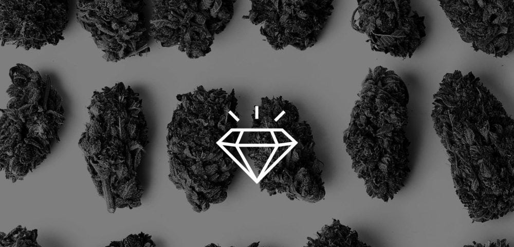 a shining diamond on a black background for the black diamond cannabis strain