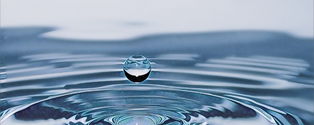 Droplet of water springing up from a pool