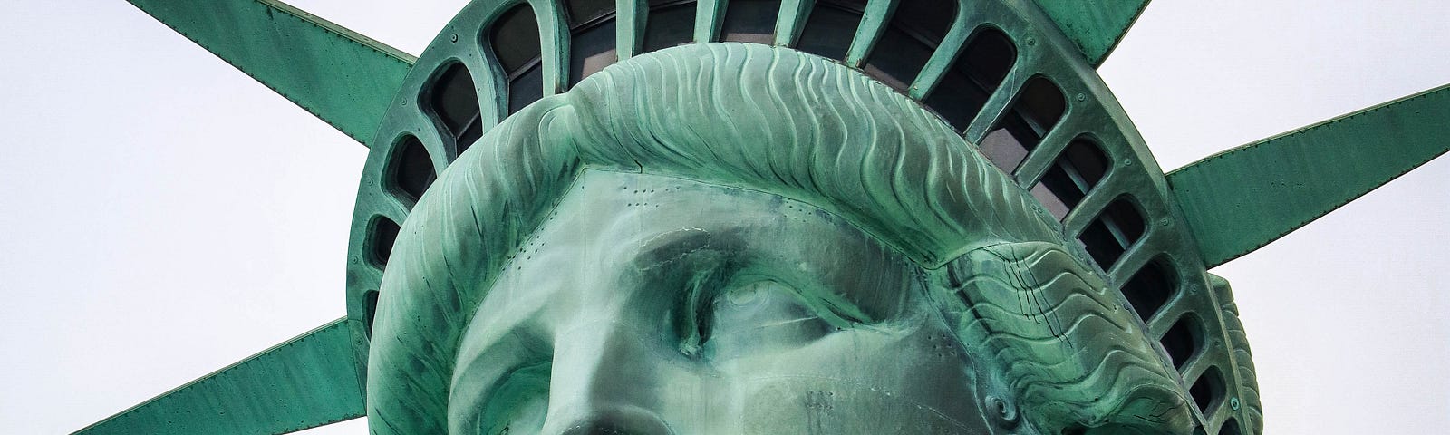A headshot of the statue of liberty