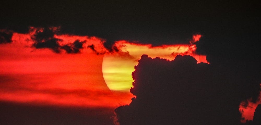 Sunset with black clouds