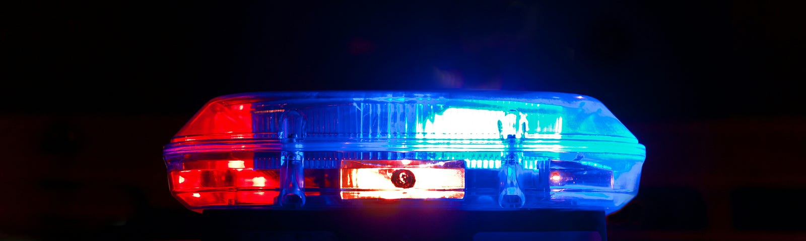 Police car red and blue lightbar.