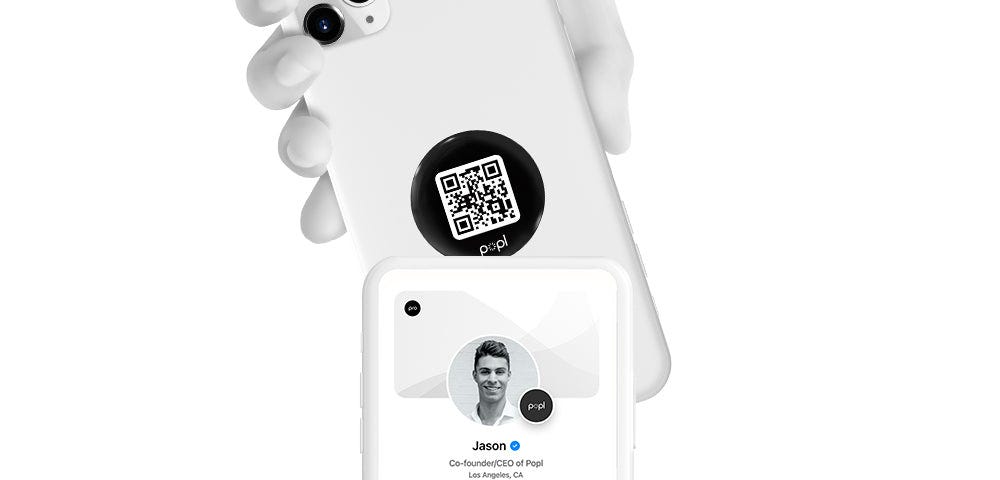 An image of Popl digital business card and its QR code.