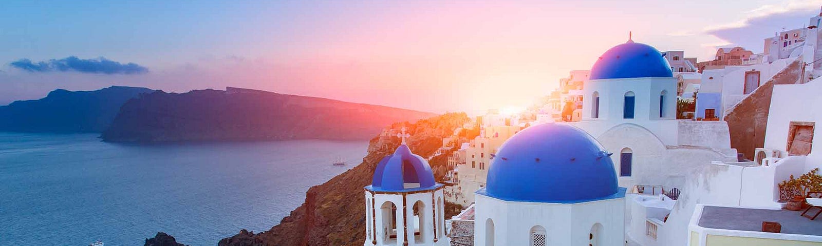 Blue-domed churches in Greece.