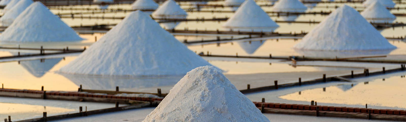 Large mounds of salt above ground.