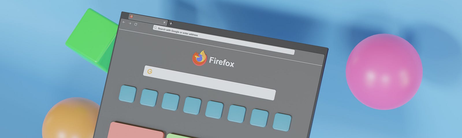 A cartoon version of the Firefox browser