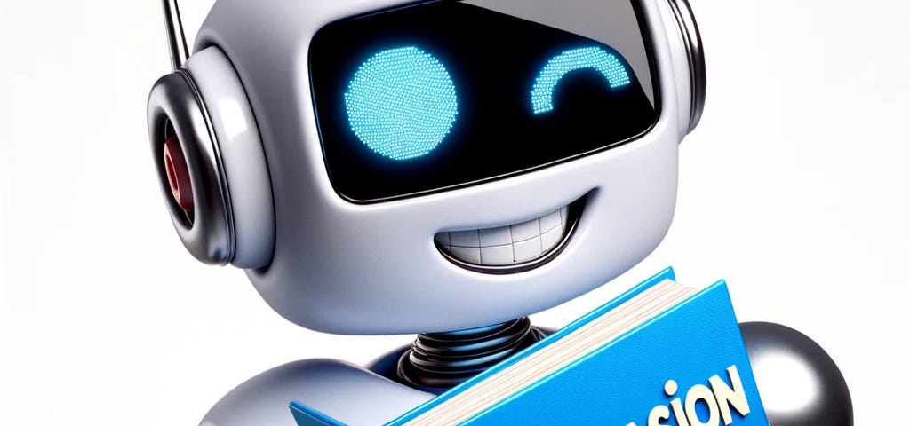 robot holding book titled ‘persuasion 101’