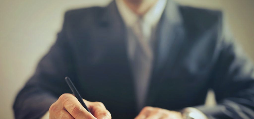 A lawyer writing a document