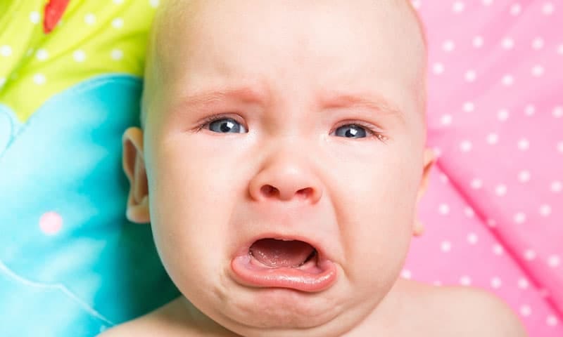 A hilarious photo of a baby crying